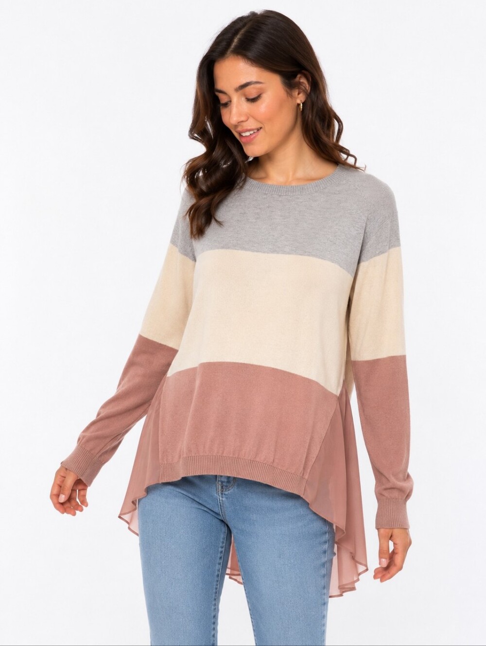 Cindigindi Open Back Bow Colorblock Sweater Blouse Size M NEW